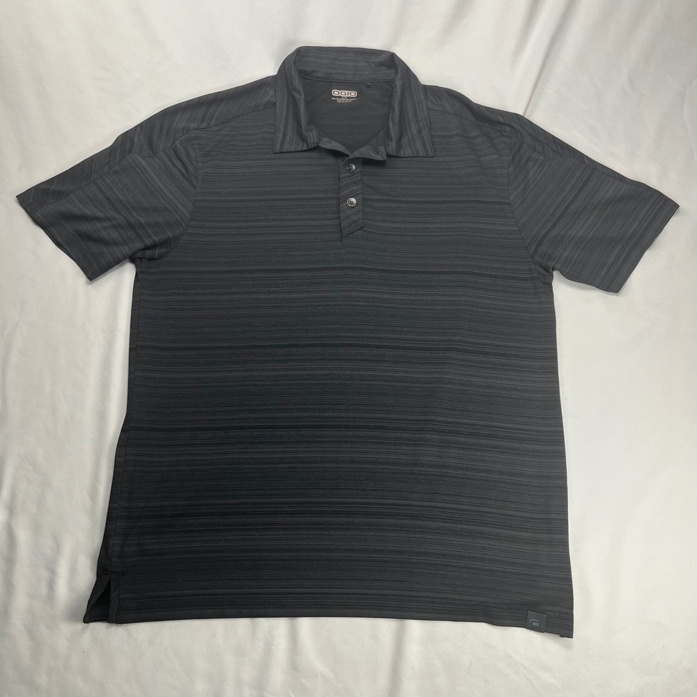 OGIO Polo Shirt Adult Large Black Space Dye Performance Short Sleeve‎ Golf OG101